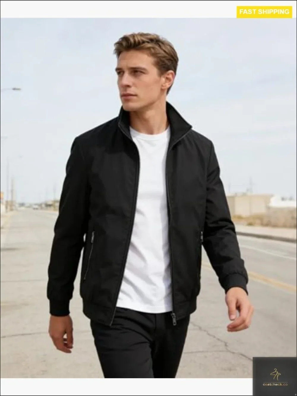 Men's Lightweight Windbreaker Flight Jacket Classic Fit Polyester Casual Outwear